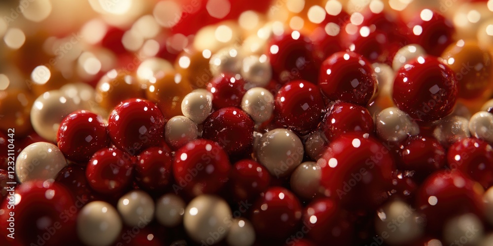 Close-up of red and white beads Close-up of red and white beads