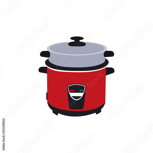 Red Electric Rice Cooker Illustration