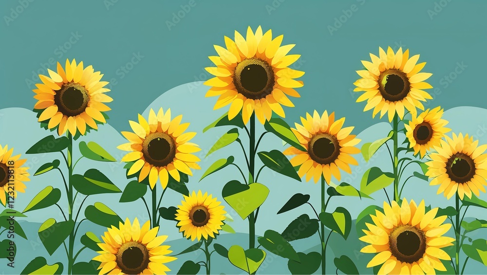 Fototapeta premium sunflower field Illustration
