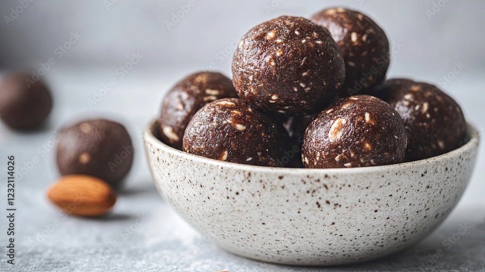 A set of beauty-enhancing protein bites made with nuts and collagen powder. A set of beauty-enhancing protein bites made with nuts and collagen powder.