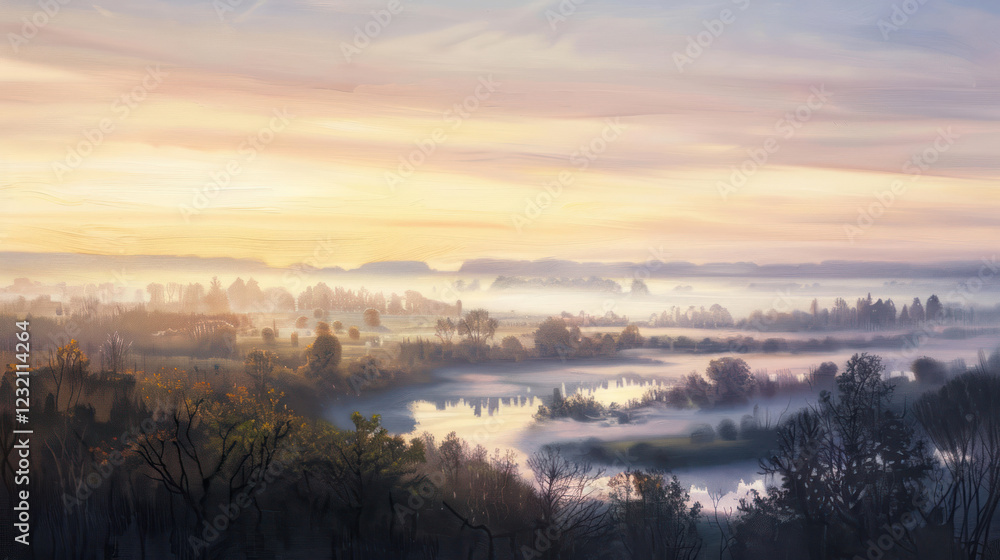Fototapeta premium Capitol Hill bathed in soft morning light, a tranquil sunrise moment