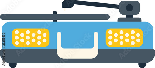 This blue portable vintage record player is spreading joyful sound waves