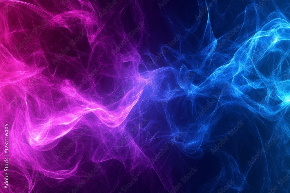 Fototapeta premium Abstract futuristic background with neon blue and magenta streaks and digital glow effect.