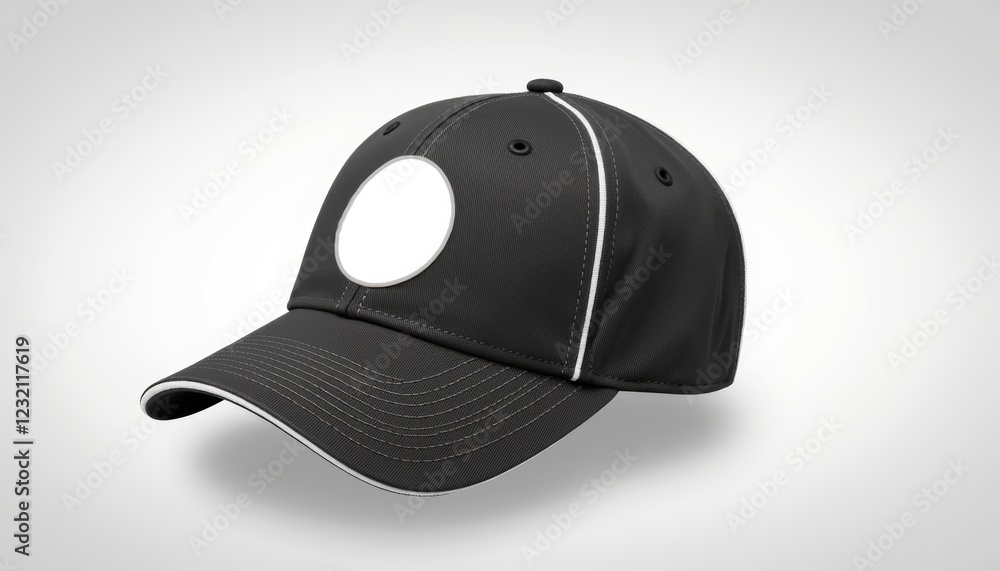 Fototapeta premium Stylish black cap mockup showcasing embroidery design, fashion branding