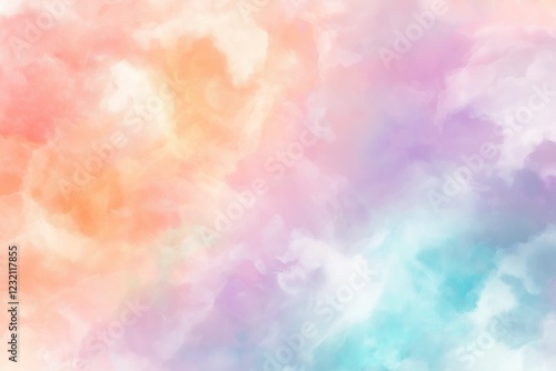 Obraz na płótnie Delicate abstract pastel background with watercolor paints in shades of peach, lavender and mint. w salonie