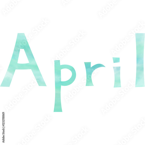 Illustration of the image of April icon with beautiful watercolor pattern. photo