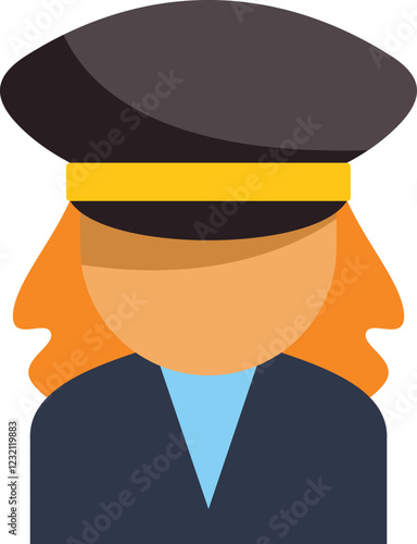 Faceless female pilot avatar wearing uniform and hat for profile picture