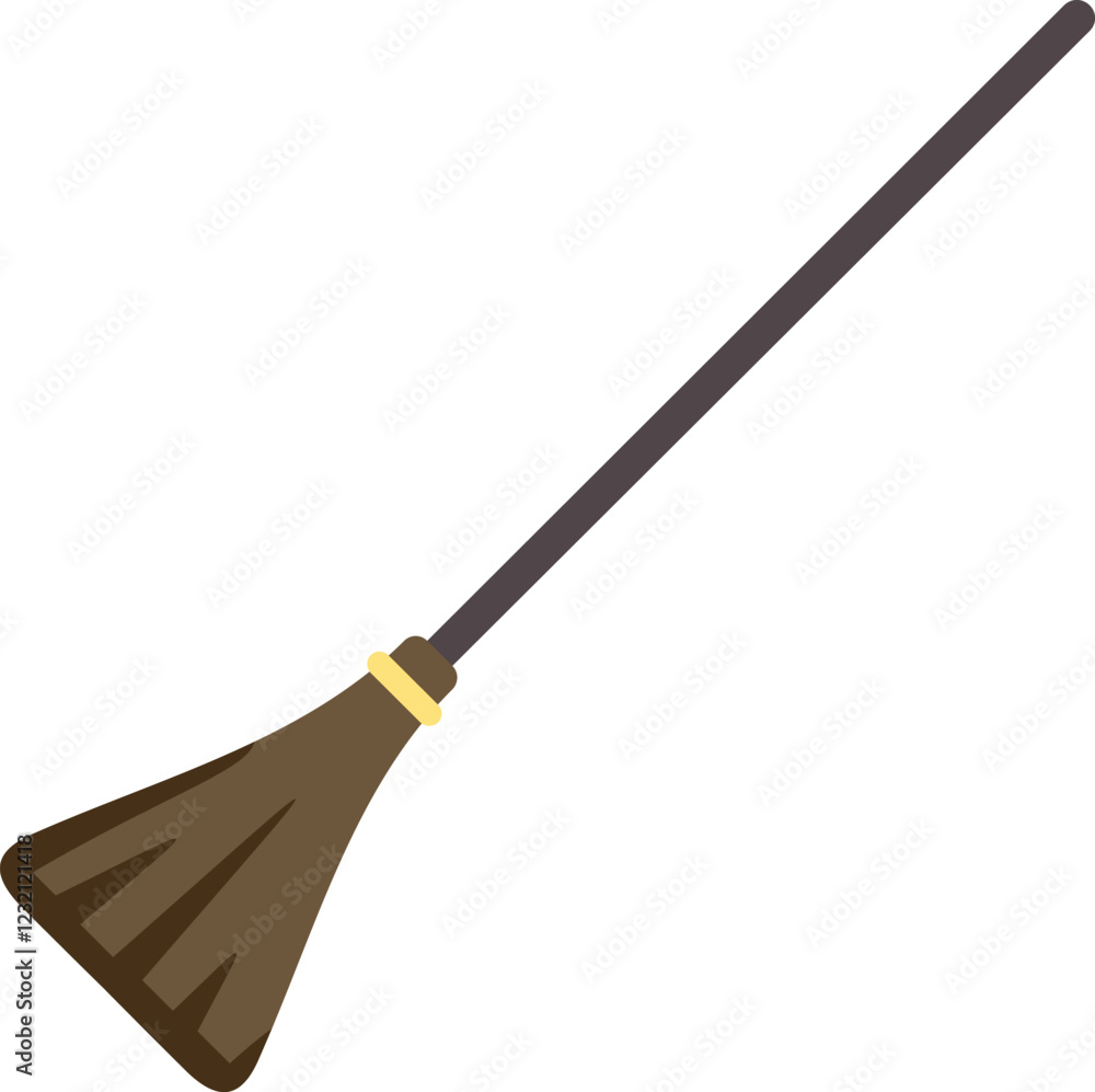 Φωτογραφία Simple cartoon drawing of a broom with a wooden handle and brown bristles for sw