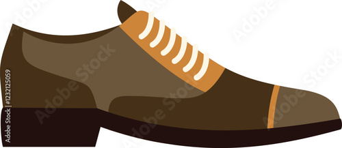 Classic brown leather dress shoe with laces, side view, isolated on white background