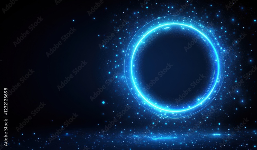 Fotografie A blue circle with a black center