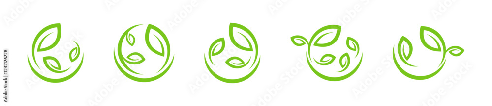 Leaves vector icon set. Leaf herb green simple icons. Green eco organic elements. Eco icons Leaves vector icon set. Leaf herb green simple icons. Green eco organic elements. Eco icons