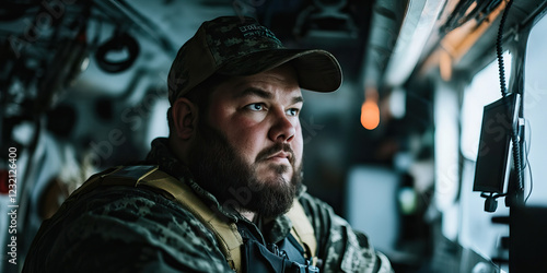 Wallpaper Mural Portrait of a Bearded Man in Camouflage Tactical Vest and Cap Torontodigital.ca
