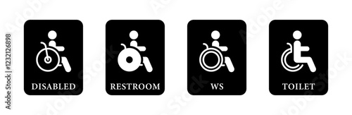 Disabled. Handicap icons. Disabled symbols. Wheelchair vector icons