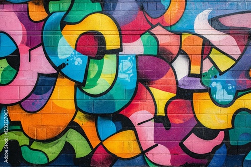 Wallpaper Mural Vibrant abstract street art on brick wall. Neural network AI generated Torontodigital.ca