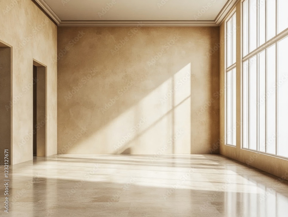 Obraz premium Empty Room with Large Windows