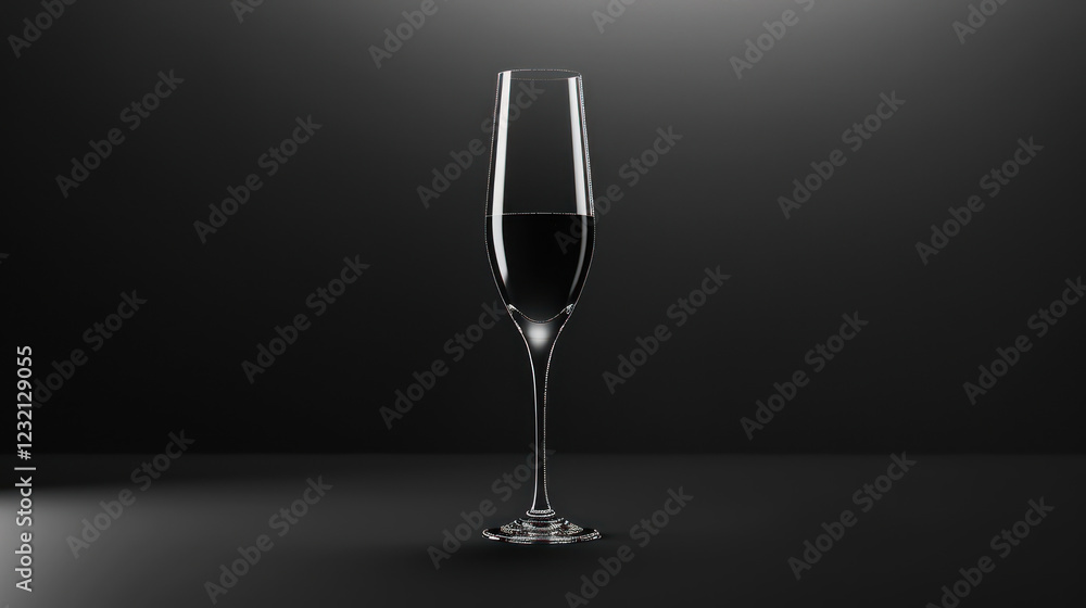 Fototapeta premium Champagne glass silhouette visualized with an artistic minimalist design, highly detailed