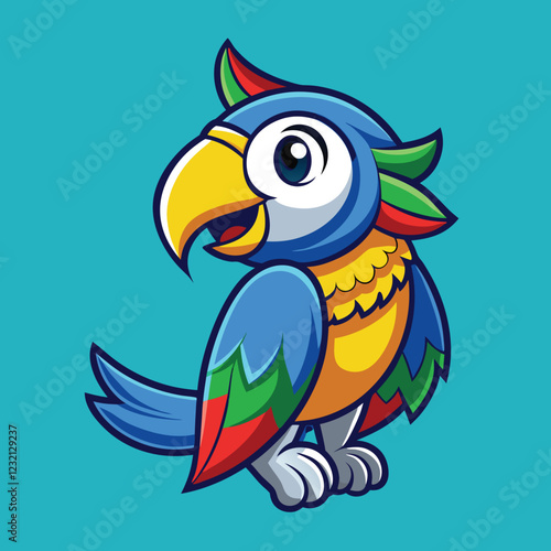 cartoon parrot on a branch vector