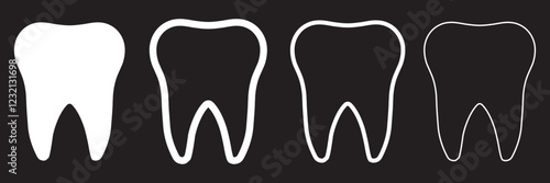 Cute teeth vector illustration. Tooth or teeth icons for dentistry clinic, toothpaste and dental mouthwash. Eps 10.