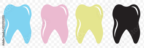 Cute teeth vector illustration. Tooth or teeth icons for dentistry clinic, toothpaste and dental mouthwash. Eps 10.