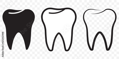 Tooth line icon set. Dental clinic logo. Clean teeth. Vector EPS 10. 