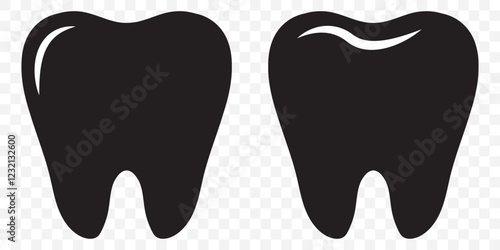 Tooth line icon set. Dental clinic logo. Clean teeth. Vector EPS 10. 
