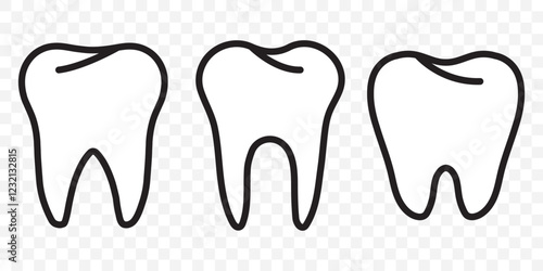 Tooth Icon with Stars. Tooth Vector Outline Icon Isolated On Transparent Background Eps 10.