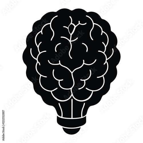 black brain with a lightbulb filament inside