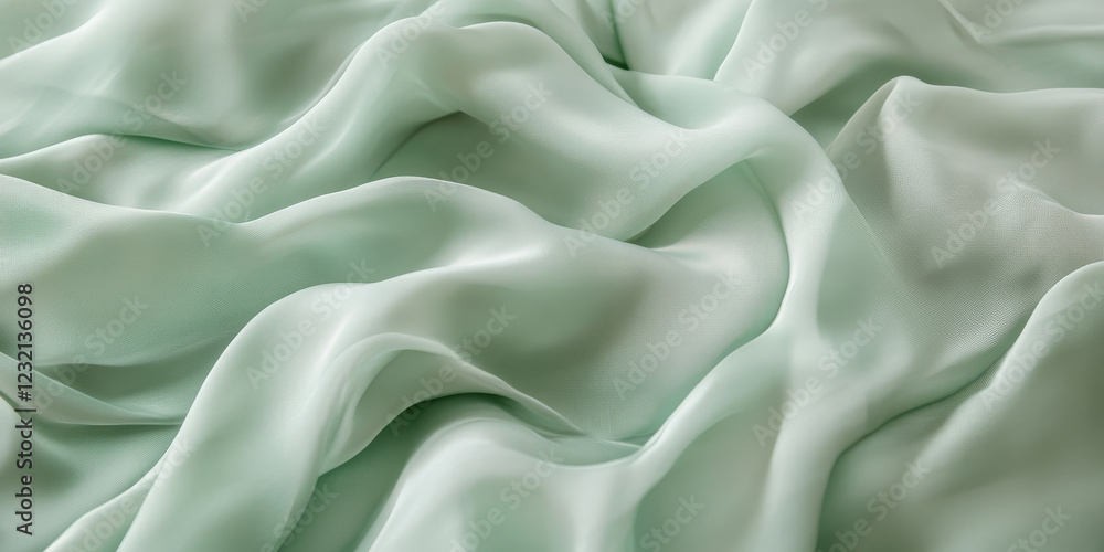Fototapeta premium Mint green textures wallpaper featuring silk-smooth abstract waves. The fresh, light tones create a modern and natural high-definition background.