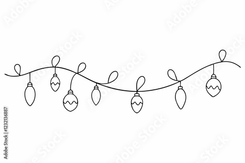 Garland bunting with flags in one continuous line drawing Birthday and jubilee party decoration in simple linear style Festoon for celebrate carnival and festivals Editable stroke Outline vector
