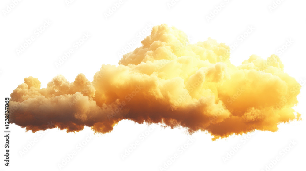 Realistic golden cumulus cloud formation on transparent background Realistic golden cumulus cloud formation on transparent background
