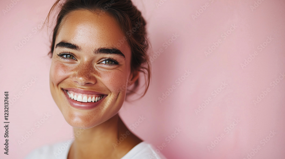 Smiling Young Woman with Long Wavy Red Hair Smiling Young Woman with Long Wavy Red Hair