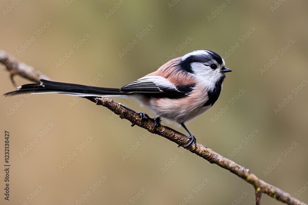 Obraz premium Long-tailed tit bird Close-up, Long-tailed bushtit