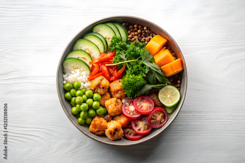 Colorful and Healthy Bowl with Chicken, Vegetables, and Quinoa Colorful and Healthy Bowl with Chicken, Vegetables, and Quinoa