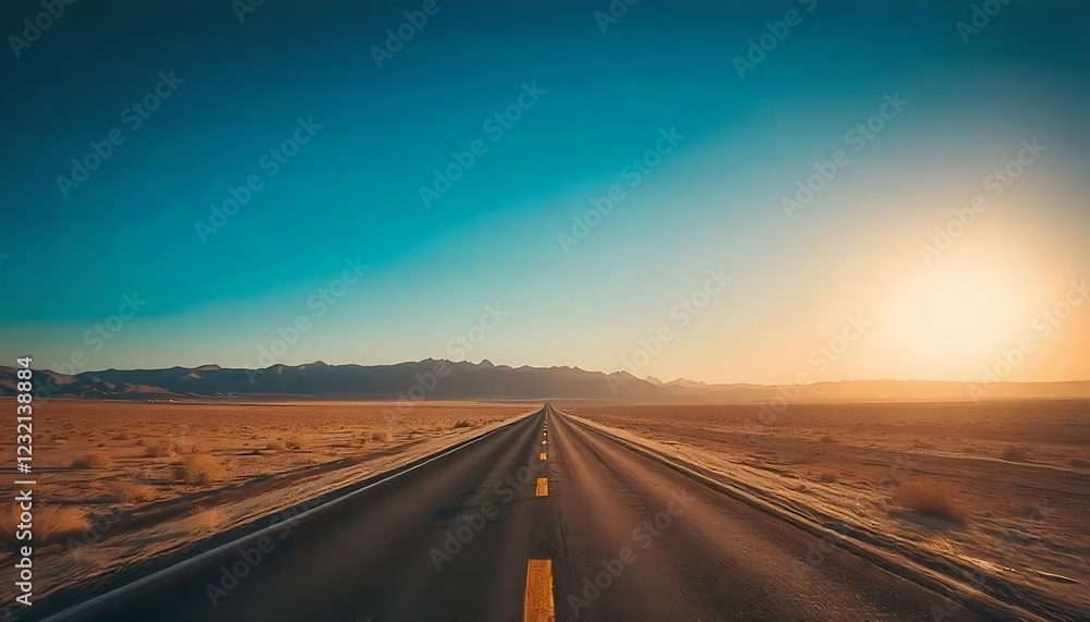 Fototapeta premium Open Road Desert Highway Sunset Landscape Vivid Colors