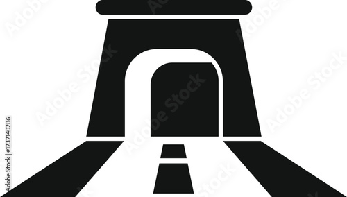 Car driving on a road leading into a dark tunnel