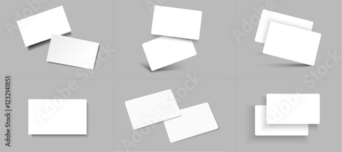 Business card mockup for your design template. Blank empty credit card mockup. Blank white gift card paper placeholder mockup