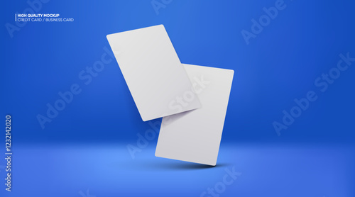 Business card mockup for your design template. Blank empty credit card mockup. Blank white gift card paper placeholder mockup