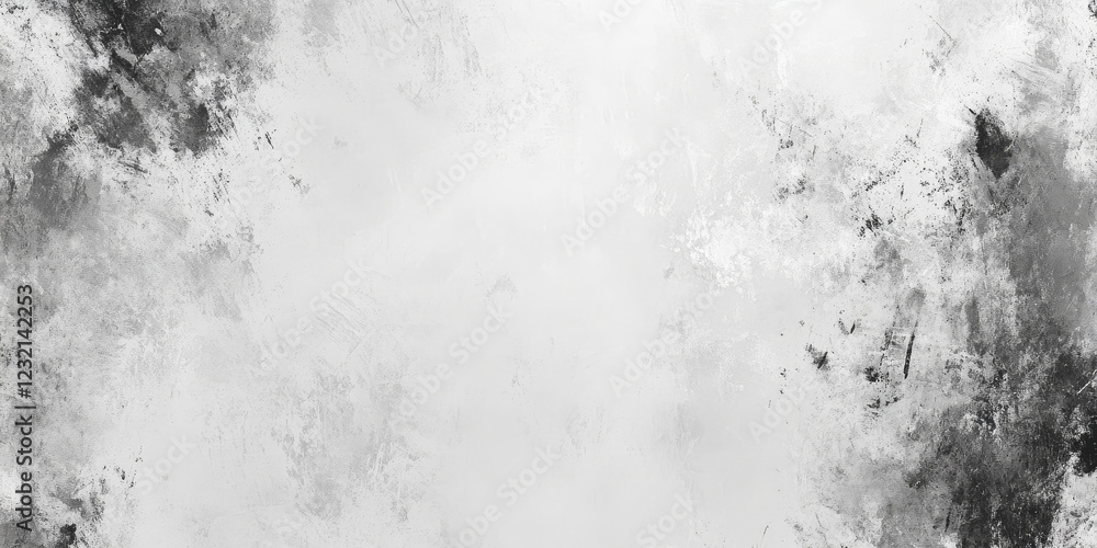 Fototapeta premium Textured abstract panorama with hand-drawn strokes in monochromatic grays, accented by charcoal and pearl white. A minimalist yet dynamic composition, blending rough and smooth textures for a modern,