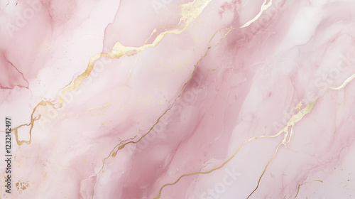 Pink and gold marble texture background. Generative Ai.

