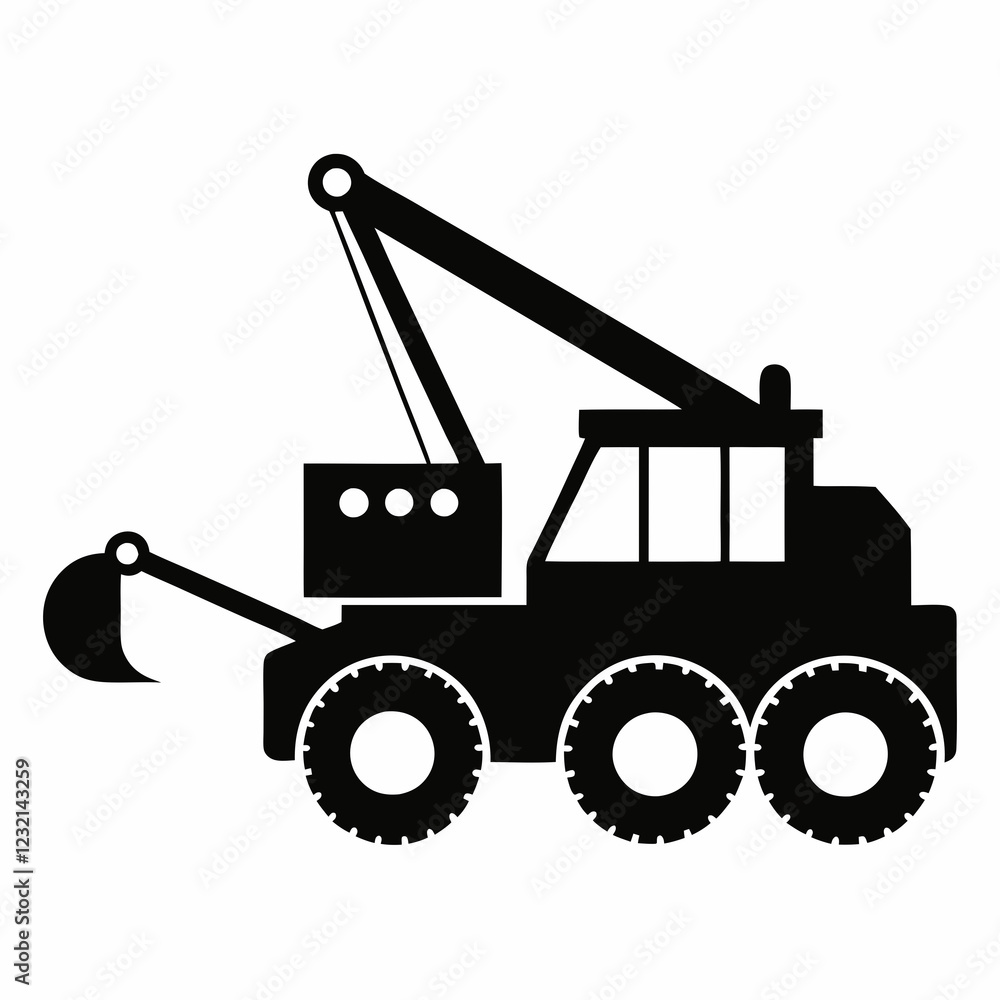 Feller Buncher Silhouette Vector on White Background Feller Buncher Silhouette Vector on White Background