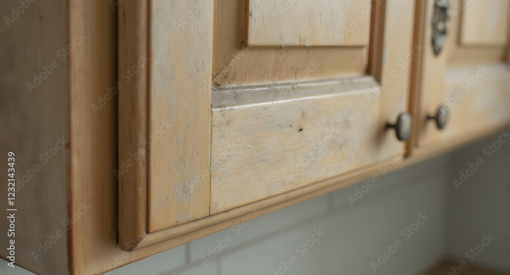 Light Beige Wooden Kitchen Cabinet Detail Light Beige Wooden Kitchen Cabinet Detail