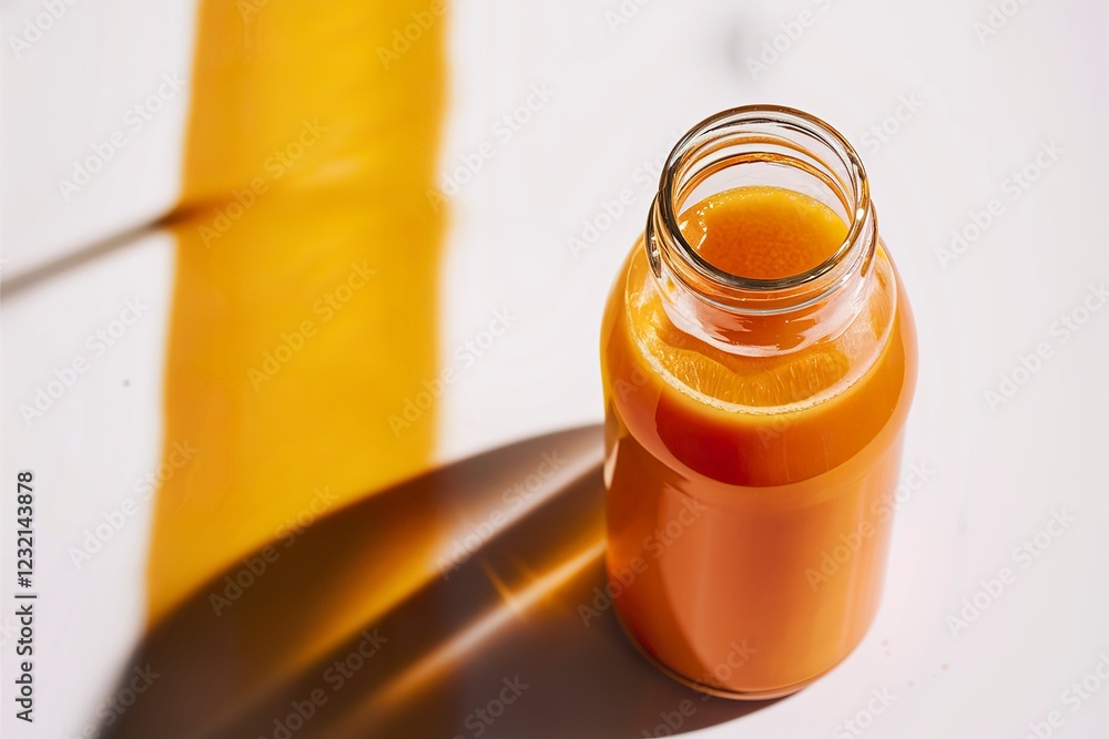 a clear bottle filled with refreshing orange juice a clear bottle filled with refreshing orange juice