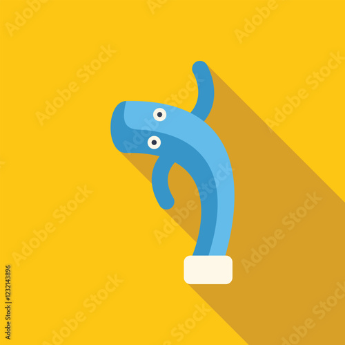Inflatable tube man flailing its arms and dancing on a bright yellow background