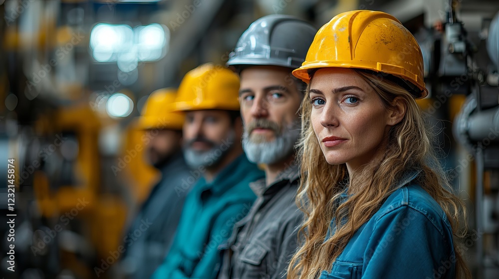 Factory employees debating over production methods in a manufacturing facility, showcasing workplace conflict and teamwork in an industrial environment Factory employees debating over production methods in a manufacturing facility, showcasing workplace conflict and teamwork in an industrial environment
