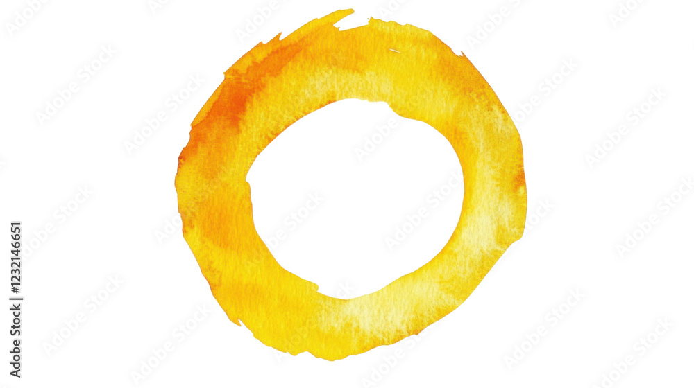 Vibrant yellow watercolor circle on transparent background Vibrant yellow watercolor circle on transparent background