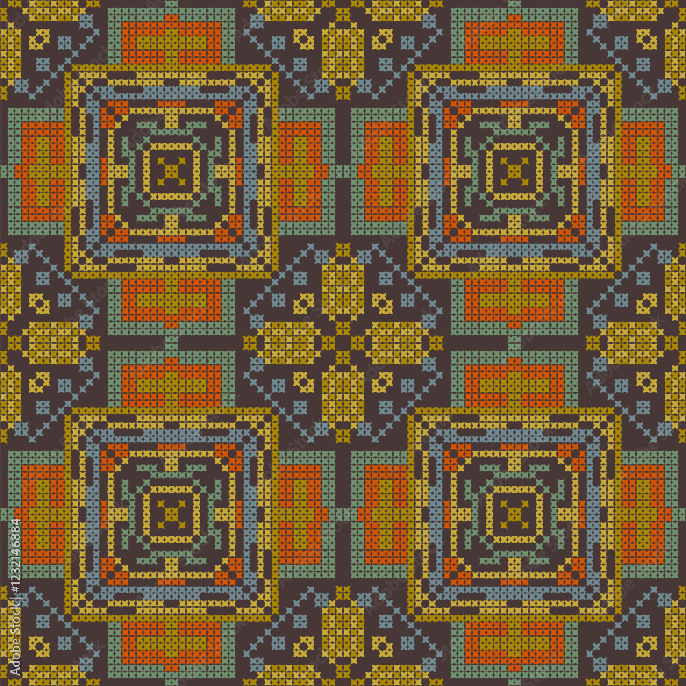 cross stitch ethnic embroidery abstract artwork seamless geometric pattern printed background fabric wallpaper hand drawn line colorful template
cross stitch ethnic embroidery abstract artwork seamless geometric pattern printed background fabric wallpaper hand drawn line colorful template