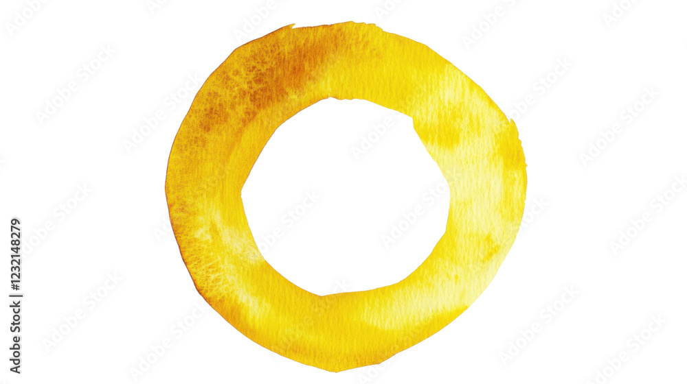 Golden hand-drawn watercolor circle on transparent background Golden hand-drawn watercolor circle on transparent background