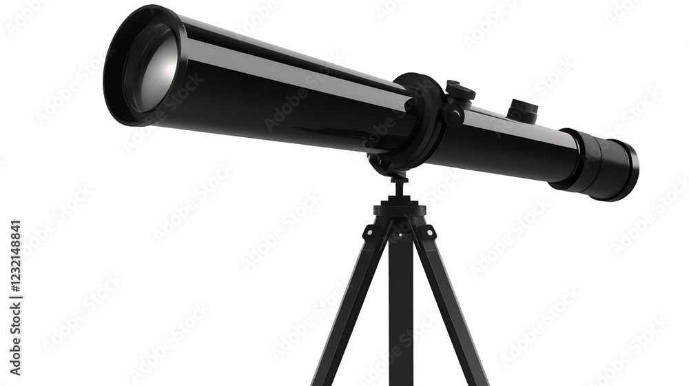 A modern telescope on a tripod stand isolated on a transparent background A modern telescope on a tripod stand isolated on a transparent background