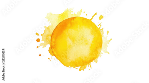 Obraz na płótnie Bright yellow watercolor sun splashing with transparent background w salonie