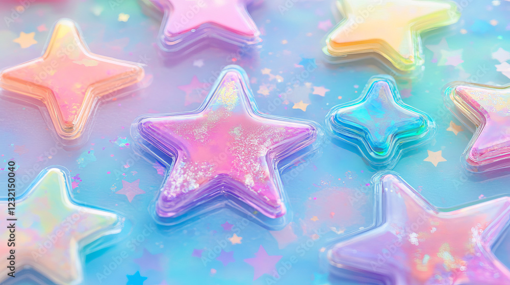 Holographic iridescent texture sticker or label, pearlescent rainbow or unicorn blur badge with soft pastel colors, vector stamp with gradient or ombre neon effect, round star shape, price or sale tag Holographic iridescent texture sticker or label, pearlescent rainbow or unicorn blur badge with soft pastel colors, vector stamp with gradient or ombre neon effect, round star shape, price or sale tag